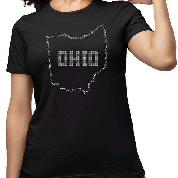 Ohio State Rhinestone T-Shirt Buckeye Ohio State Football shirt, Football Players, College Football, Ohio State tee, Map Tee-Shirt
