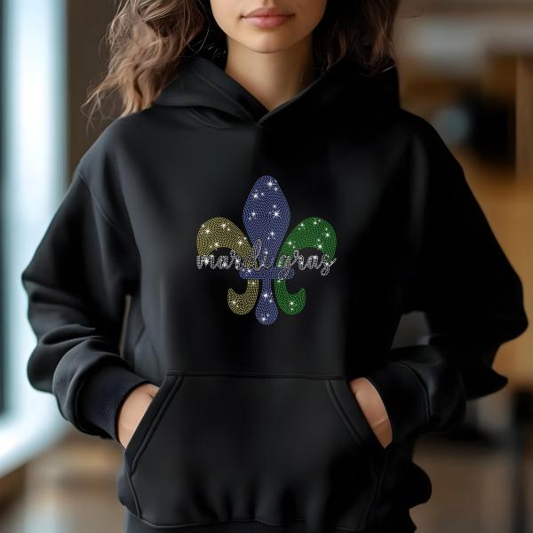 Mardi Gras Uniq Design Rhinestone T-Shirt, Sparkling Carnival Tee, Festival Party Shirt for Women, Sparkling Mom Shirt, Gift for Her