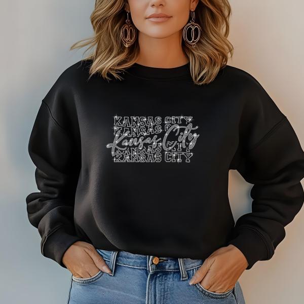 Kansas City Rhinestone Football T-Shirt - Sparkly Game Day Tee for Fans, Tailgates & Sports Events - Game Day Gift for Football Lovers