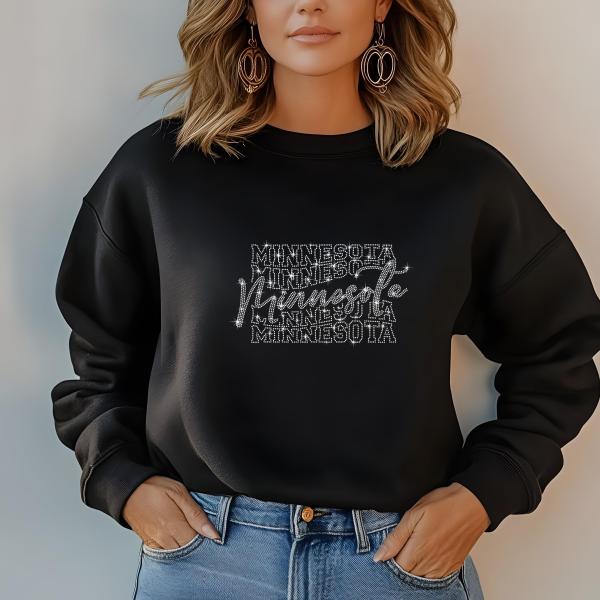 Minnesota Rhinestone Football T-Shirt - Sparkly Game Day Tee for Fans, Tailgates & Sports Events - Game Day Gift for Football Lovers