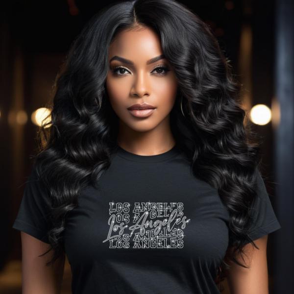 Los Angeles Rhinestone Football T-Shirt - Sparkly Game Day Tee for Fans, Tailgates & Sports Events - Game Day Gift for Football Lovers