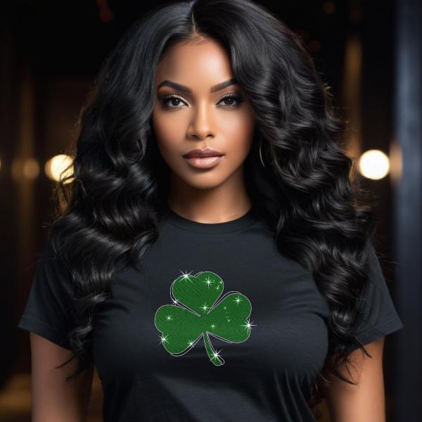 Shamrock Rhinestone T-Shirt - Sparkling St. Patrick's Day Tee for Women, Sparkling Mom Shirt, Gift for Her