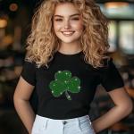 Shamrock Rhinestone T-Shirt - Sparkling St. Patrick's Day Tee for Women, Sparkling Mom Shirt, Gift for Her