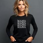 Mama Wavy Design Rhinestone T-Shirt, Mother's Day Gift, Stylish Mom Tee, Gift for Her
