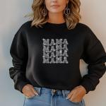 Mama Wavy Design Rhinestone T-Shirt, Mother's Day Gift, Stylish Mom Tee, Gift for Her