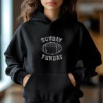 Sunday Funday Rhinestone T-Shirt, Football Sparkle Tee, Glitter Game Day Shirt, Women's Black Top, Fun Sportswear Gift for Fans