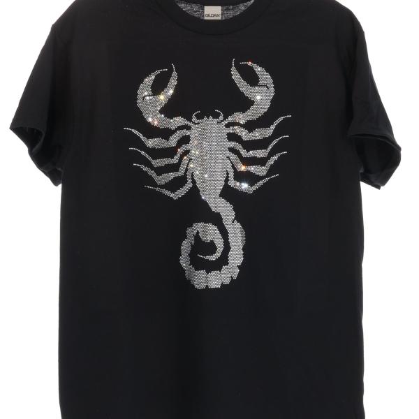 Scorpion Themed Sublimation & Gothic Rhinestone Bling T-Shirt, Celestial Energy Shirt, Scorpion Lover Gift, Cotton Crew Tee, Retro Yoga Tee