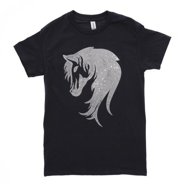 Horse Rhinestone T-Shirt, Horse Lovers Present, Unique Horse Riding Apparel, Social Club Tee-Shirt, Horse Riders Shirt for Men or Women