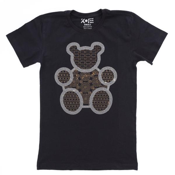 Cute Looking Teddy Bear Rhinestone Bling T-Shirt, Shirt On Teddy Bear, Custom Bear design Apparel, Modern Tee-Shirt Design, Urban Clothing