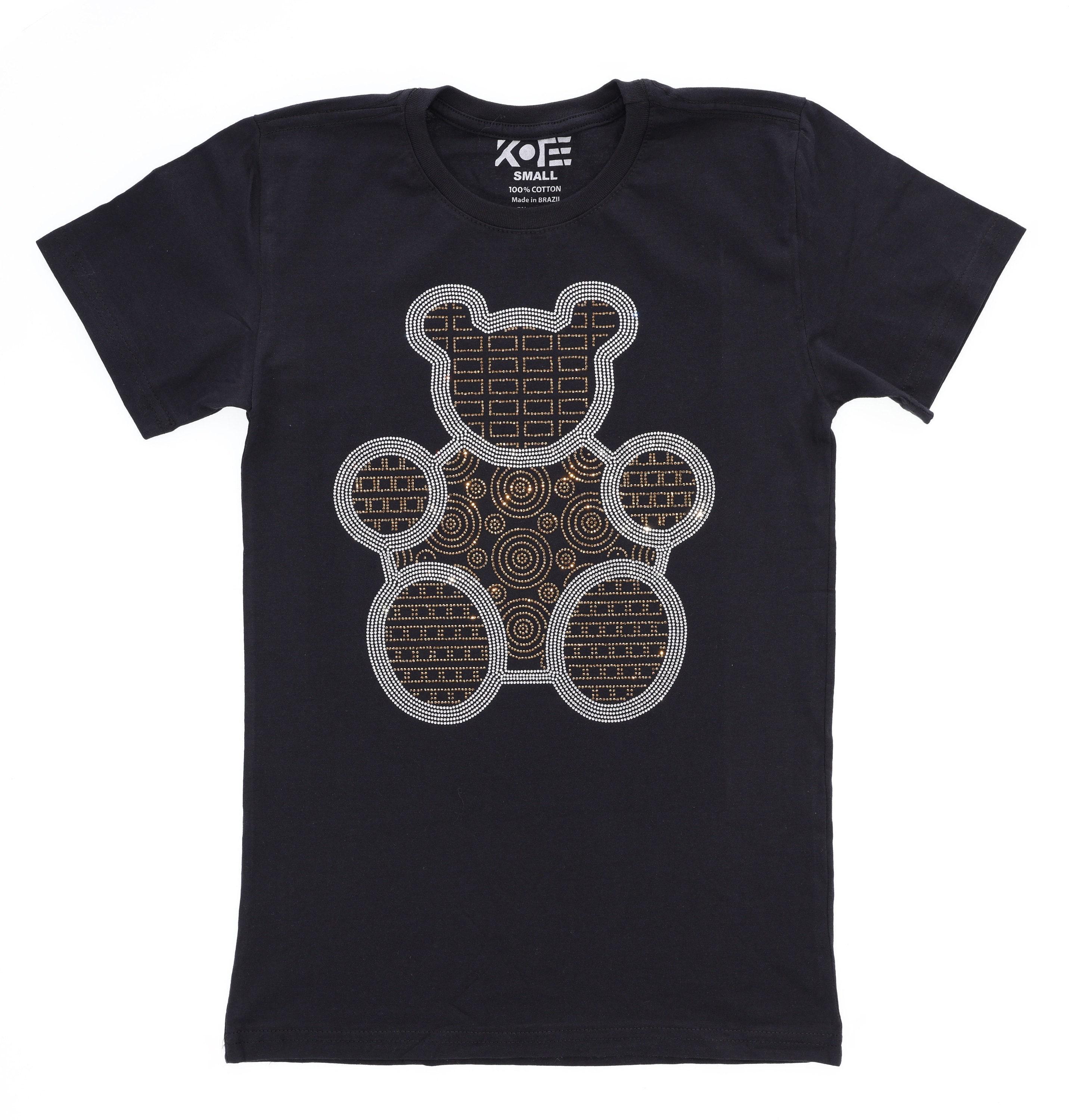 Cute Looking Teddy Bear Rhinestone Bling T-Shirt, Shirt On Teddy Bear, Custom Bear design Apparel, Modern Tee-Shirt Design, Urban Clothing