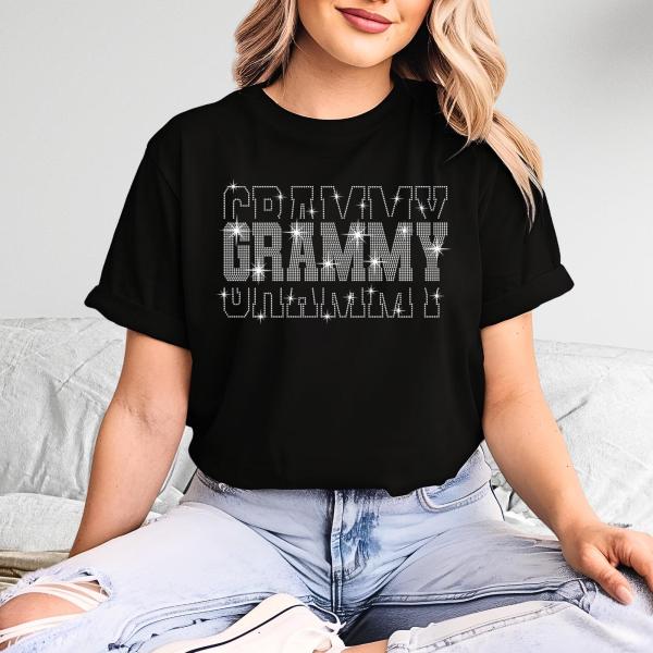 Grammy Rhinestone T-Shirt, New Grandma Shirt, Mothers Day & Birthday Special Gift for Grandmother, Cool Mama Tee-Shirt, Nana Gigi Life Tee