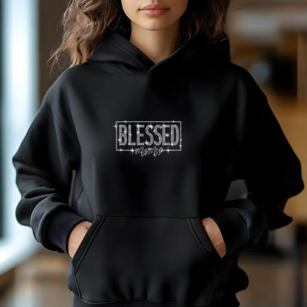 Blessed Mom Rhinestone T-Shirt, Sparkling Mom Shirt, Mother's Day Gift, Stylish Mom Tee, Gift for Her, Casual Glam Shirt for Women