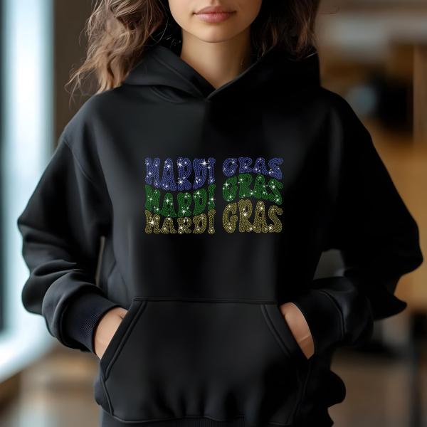 Mardi Gras Rhinestone T-Shirt, Sparkling Carnival Tee, Festival Party Shirt for Women, Sparkling Mom Shirt, Gift for Her