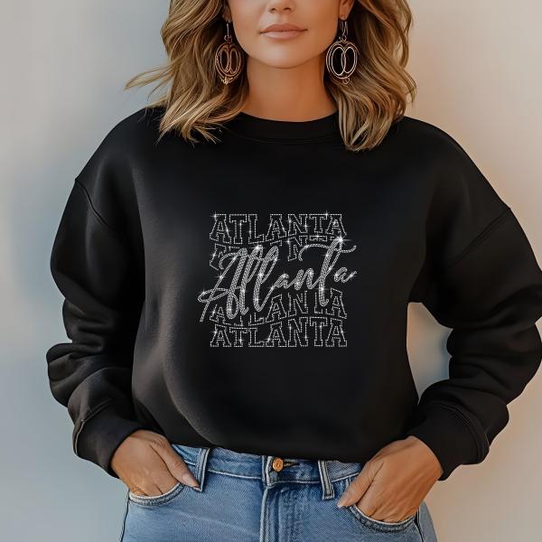 Atlanta Rhinestone Football T-Shirt - Sparkly Game Day Tee for Fans, Tailgates & Sports Events - Game Day Gift for Football Lovers