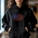 Patriotic Rhinestone Eagle Flag T-Shirt, USA Flag Tee, American Pride Shirt, Independence Day Outfit, 4th of July Gift, Women’s Casual Tee