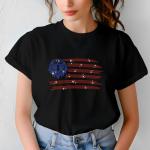 Patriotic Rhinestone Eagle Flag T-Shirt, USA Flag Tee, American Pride Shirt, Independence Day Outfit, 4th of July Gift, Women’s Casual Tee