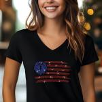 Patriotic Rhinestone Eagle Flag T-Shirt, USA Flag Tee, American Pride Shirt, Independence Day Outfit, 4th of July Gift, Women’s Casual Tee