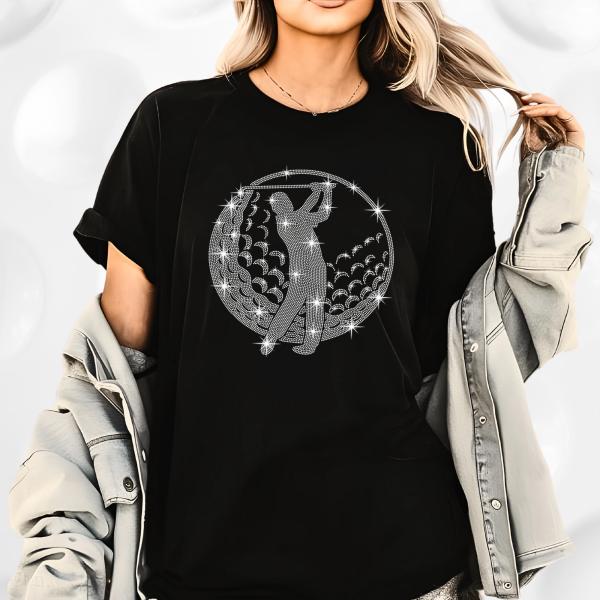 Golf Rhinestone T-Shirt, Golf Lovers Game Day Tee-Shirt, Golf Clubs Shirt,  Golf Themed Apparel, Fathers Day & Birthday Gift for Men