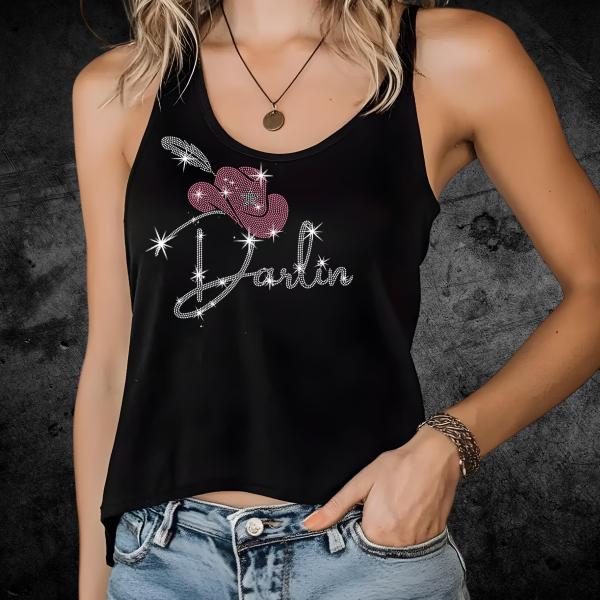 Darlin Rhinestone Shirt, Country Shirt, Cowgirl Shirt, Southern Shirt, Southern Woman, Concert Shirt, Country Music Shirt, Darlin Shirt