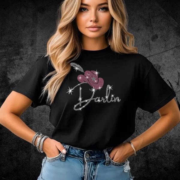 Darlin Rhinestone Shirt, Country Shirt, Cowgirl Shirt, Southern Shirt, Southern Woman, Concert Shirt, Country Music Shirt, Darlin Shirt