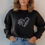 Mom Heart Cute Design Rhinestone T-Shirt, Sparkling Mom Shirt, Mother's Day Gift, Stylish Mom Tee, Gift for Her, Casual Glam Shirt for Women