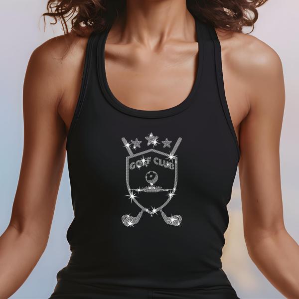 Golf Club Rhinestone T-Shirt, Sparkly Golf Tee, Women's Golf Shirt, Golf Lover Gift, Golf Tournament Outfit, Bling Sports T-Shirt