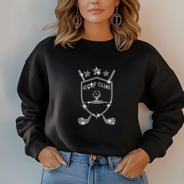 Golf Club Rhinestone T-Shirt, Sparkly Golf Tee, Women's Golf Shirt, Golf Lover Gift, Golf Tournament Outfit, Bling Sports T-Shirt