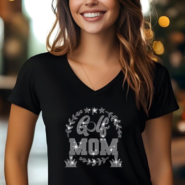 Golf Mom Rhinestone Shirt, Bling Golf Tee, Women's Golf Shirt, Golf Mom Gift, Sparkly Golf Apparel, Golf Tournament Outfit, Sports Tee
