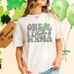 One Lucky Mama Irish Day Rhinestone T-Shirt, Matching Family Shirt, New Mom Gift, Lucky Clover & Shamrock Tee-Shirt, Ladies Irish Sweatshirt
