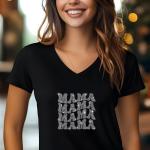 Mama Wavy Design Rhinestone T-Shirt, Mother's Day Gift, Stylish Mom Tee, Gift for Her