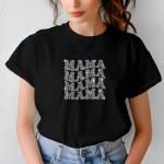 Mama Wavy Design Rhinestone T-Shirt, Mother's Day Gift, Stylish Mom Tee, Gift for Her