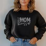 Mom Wife Boss Design Rhinestone T-Shirt, Sparkling Mom Shirt, Mother's Day Gift, Stylish Mom Tee, Gift for Her, Casual Glam Shirt for Women