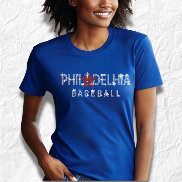 Philadelphia Rhinestone Shirt, Baseball Lovers Shirt, Baseball Tee Gift for Fans, Game Day Sports Apparel, Philadelphia Softball Shirt