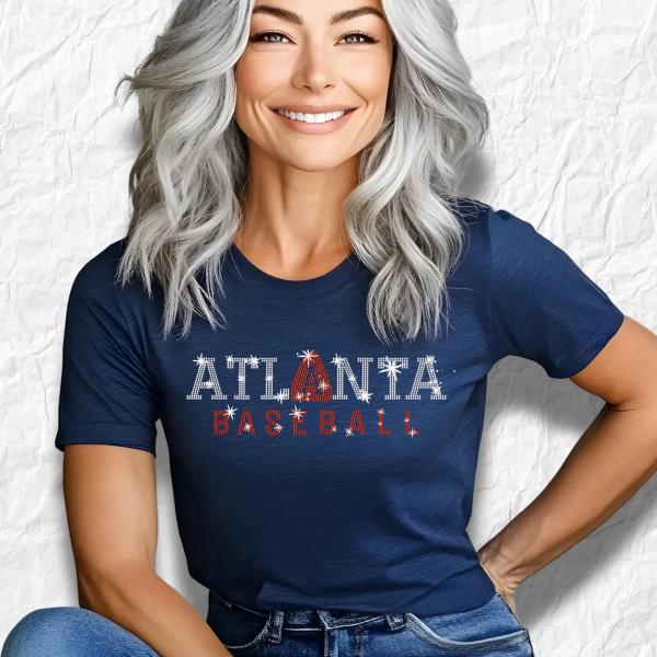 Atlanta Rhinestone Shirt, Softball Fan Shirt, Gift for Your Love One, Atlanta Baseball Shirt, Atlanta Softball Shirt