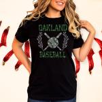 Oakland Baseball Rhinestone T-Shirt, Retro Groovy Teams Game Day Tee-Shirt, Sport Fans Bling Shirt, Tailgate Apparel for Men or Women