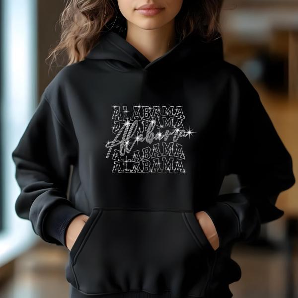 Alabama Rhinestone Football T-Shirt - Sparkly Game Day Tee for Fans, Tailgates & Sports Events - Game Day Gift for Football Lovers
