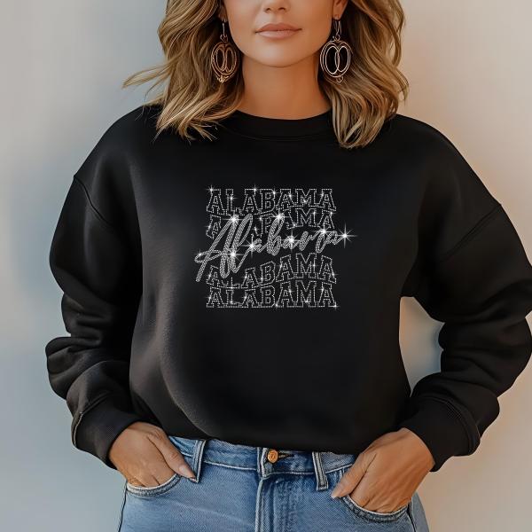 Alabama Rhinestone Football T-Shirt - Sparkly Game Day Tee for Fans, Tailgates & Sports Events - Game Day Gift for Football Lovers