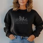 Memphis Rhinestone T-Shirt, Sparkling City Skyline Tee, Women’s Casual Top, Glitter Tennessee Design, Tennessee Gift, Gift for Her