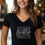 Brooklyn Rhinestone Football T-Shirt - Sparkly Game Day Tee for Fans, Tailgates & Sports Events - Game Day Gift for Football Lovers