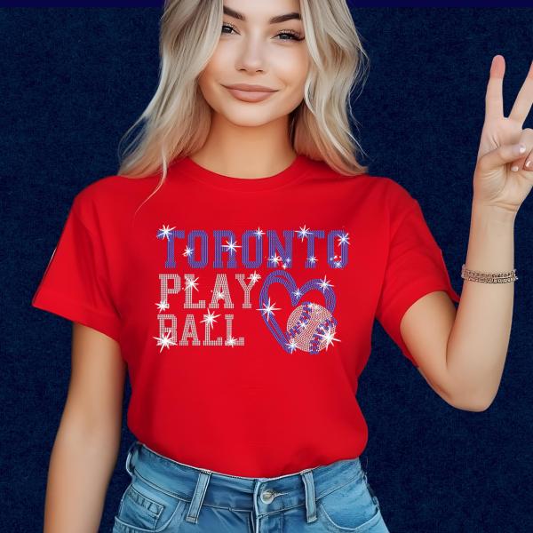 Toronto Rhinestone Baseball Shirt, Baseball Shirt, Softball Fan Shirt, Sports Cotton Top For Fan, Toronto Baseball Shirt, Softball Shirt