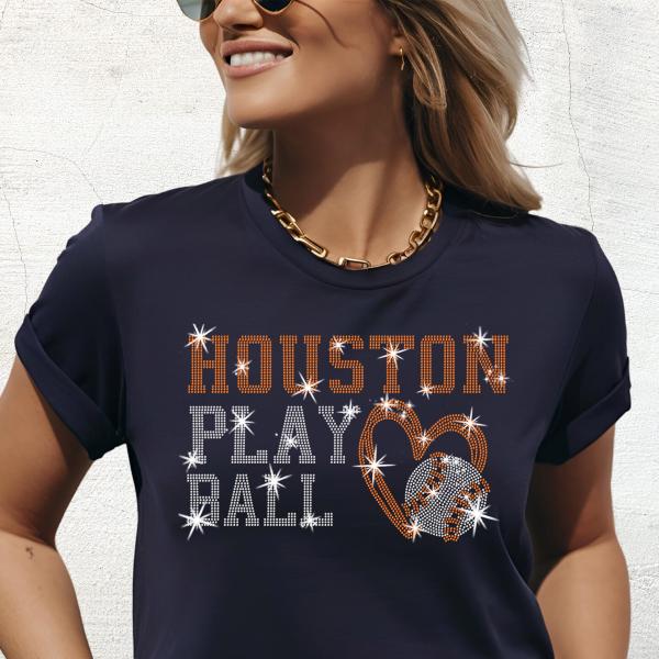 Houston Rhinestone Baseball Shirt, Baseball Player Shirt, Comfort Color Favorite Fan Gift, Dailly Athletic Apparel, Houston Softball Shirt