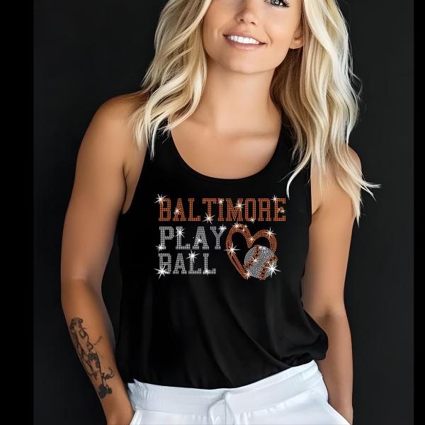 Baltimore Rhinestone Baseball Shirt, Baseball Team Sweatshirt, Baseball Game Day Fan Shirt Gift, Baseball Shirt, Baltimore Softball Shirt
