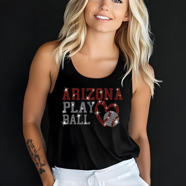 Arizona Rhinestone Baseball Shirt, Vintage Style Baseball Shirt, Sports Fan Game Day Apparel, Arizona Softball Shirt, AZ Baseball Shirt