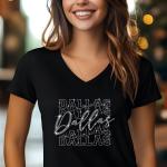 Dallas Rhinestone Football T-Shirt - Sparkly Game Day Tee for Fans, Tailgates & Sports Events - Game Day Gift for Football Lovers