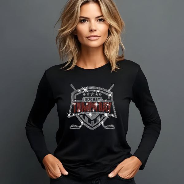 Tampa Bay Hockey Rhinestone T-Shirt, Bling Sports Tee, Sparkling Hockey Shirt, Custom Team Apparel, Game Day Shirt, Gift for Fans