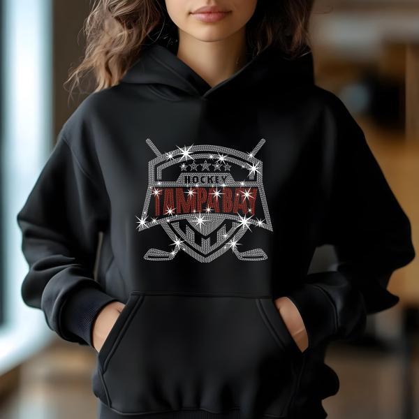 Tampa Bay Hockey Rhinestone T-Shirt, Bling Sports Tee, Sparkling Hockey Shirt, Custom Team Apparel, Game Day Shirt, Gift for Fans