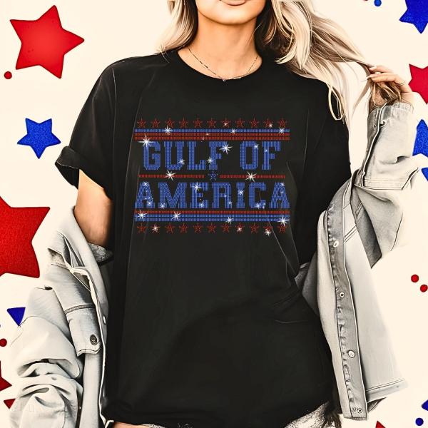 Gulf of America Rhinestone T-Shirt, American Pride Patriotic Tee,  Gulf Coast Shirt, Comfort Colors American Pride Tee,  Gift for Americans