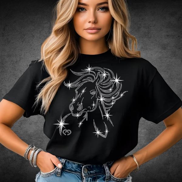 Horse Rhinestone Shirt, Horse Gifts, Horse Lover Tee, Horse Lovers Gift, Animal Lover Gift, Country Shirt, Farm Animal Shirts, Cowgirl