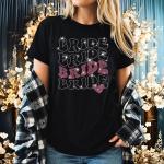 Bride Wavy Design Rhinestone T-Shirt, Bridal Party Tee, Beach Bachelorette Matching Shirt, Wedding Gift Tee-Shirt, Cute Honeymoon Apparel