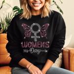 Eye-Catching Women's Day Rhinestone Bling Sweatshirt, Cute Women's Shirt, Mama Life Shirt, Women's Rights Apparel, Women Empowerment Shirt